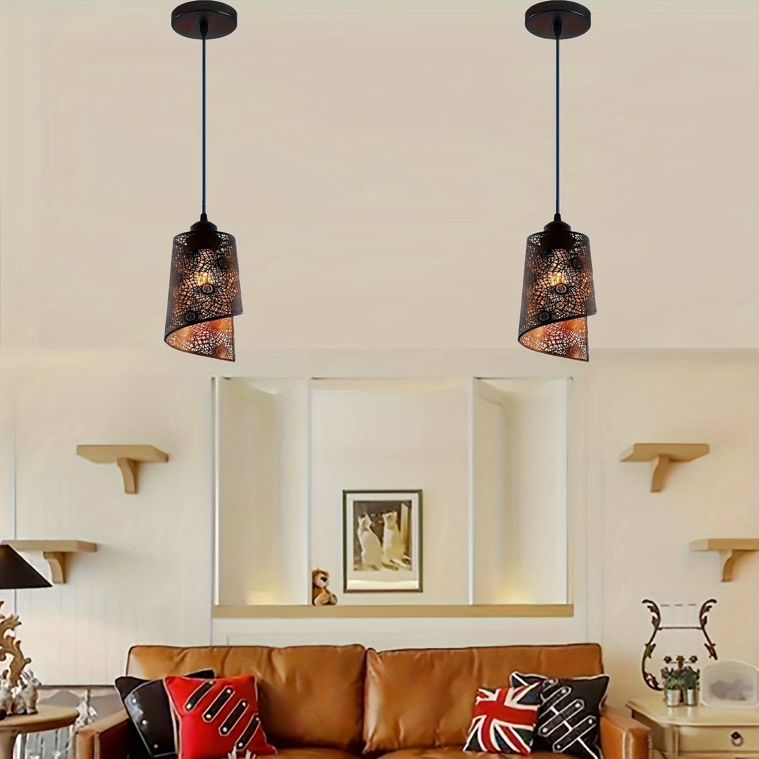 2個セット-メタリックホローコンクシーリングランプ商業照明用セミ埋め込みシーリングランプデコレーションファームハウス照明シーリングランプインダストリアルスタイルレストランシャンデリアキッチンア