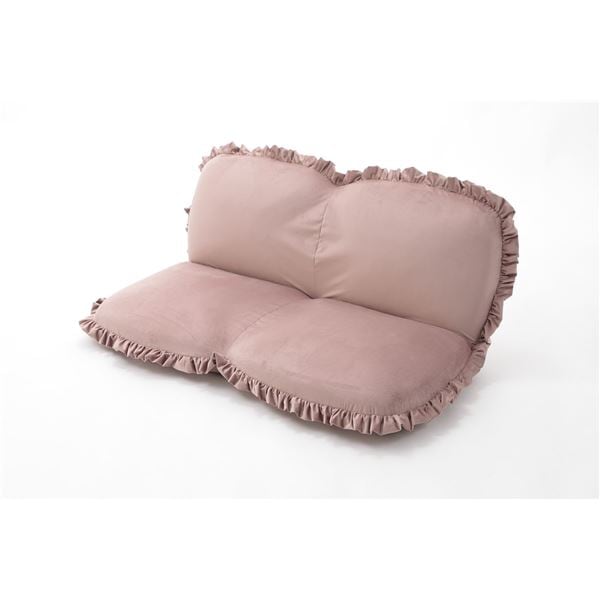 大人かわいいローソファ/座椅子 2人掛け ピンク 背もたれ14段階リクライング 日本製 16,103円