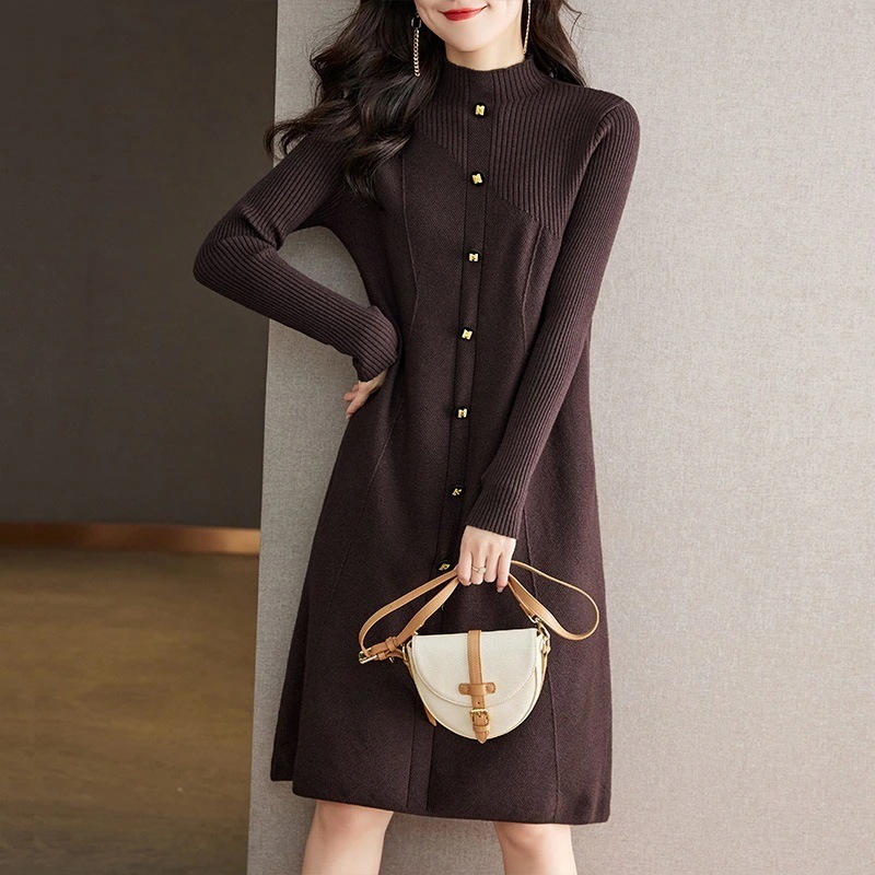 新品 ニットワンピース レディース ミドル丈韓国風ゆったり薄手インナースカート 5,882円