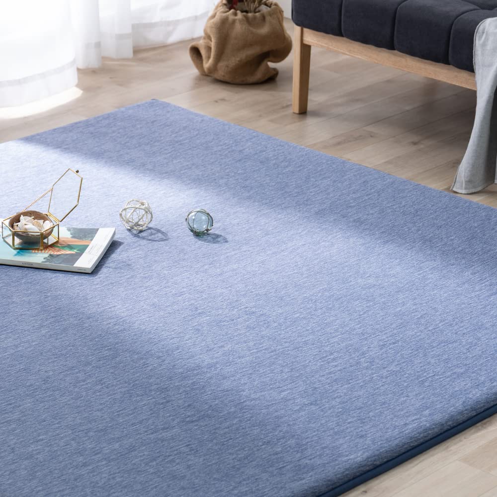 アイリスオーヤマ 接触冷感 Q-max0.33でひんやり節電対策 185×185cm ネイビー 極上の座り心地 超極厚30mm 撥水加工でシミ汚れにも強い 生活音を抑える遮音効果 安心して過ごせる滑り