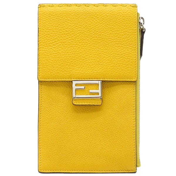 フェンディ FENDI ショルダーバッグ レザー ミニバッグ レザー イエロー ゴールド金具 黄 フォンポーチ 7AS034 【箱】【中古】