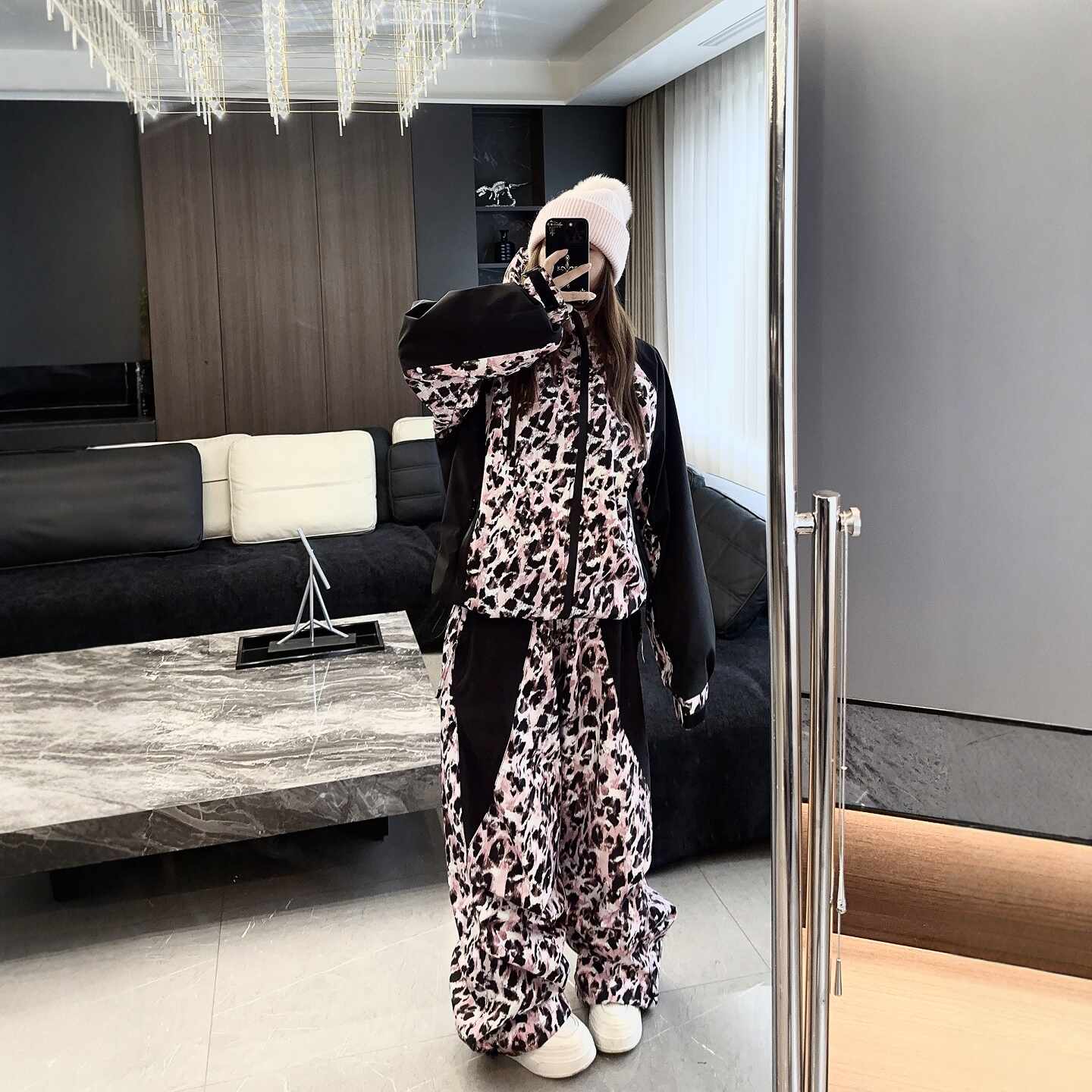 スノーボードウェア 2025 2026 黒ピンク ヒョウ柄 スノパンツ スノウェア メンズ レディース 3L 防水20000 スキーウェア スノボウェア スキー 防风撥水