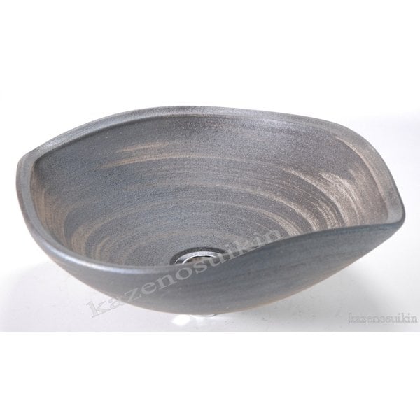 いぶし白刷毛目手洗鉢 (器具付)