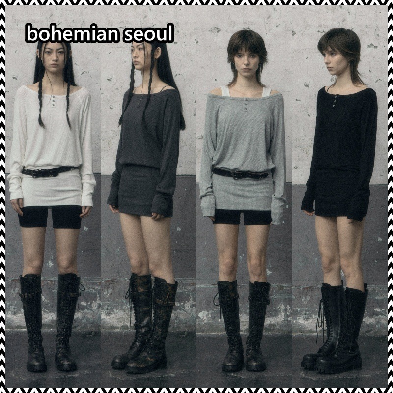 bohemian seoul 24SS LOOSE BOAT NECK DRESS 11,233円