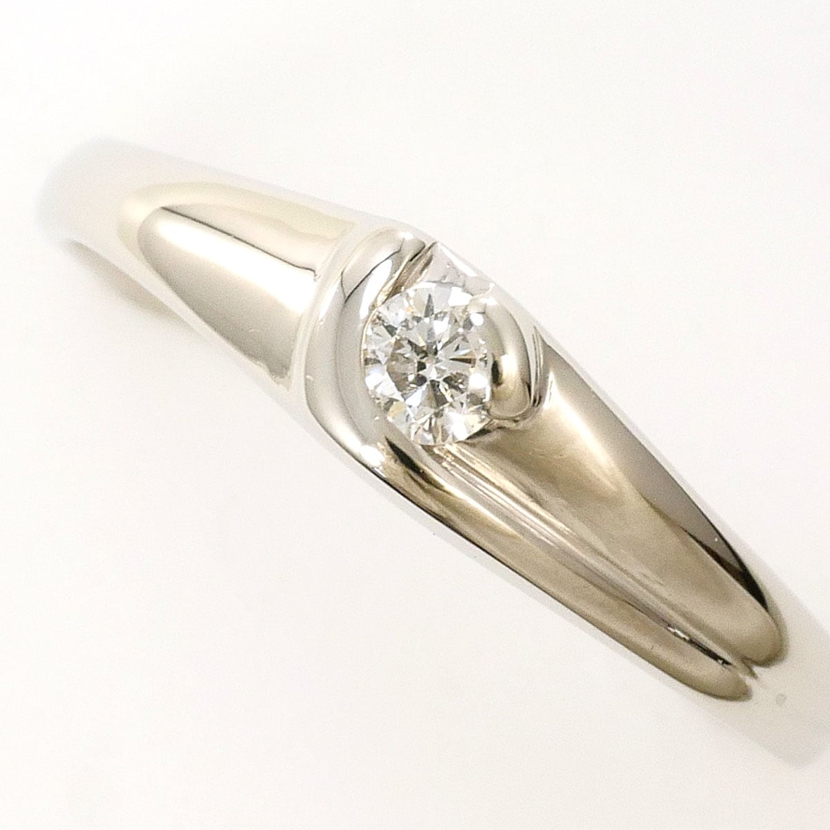 PT850 プラチナ リング・指輪 9号 ダイヤモンド 0.08 ct 総重量約2.5g 中古