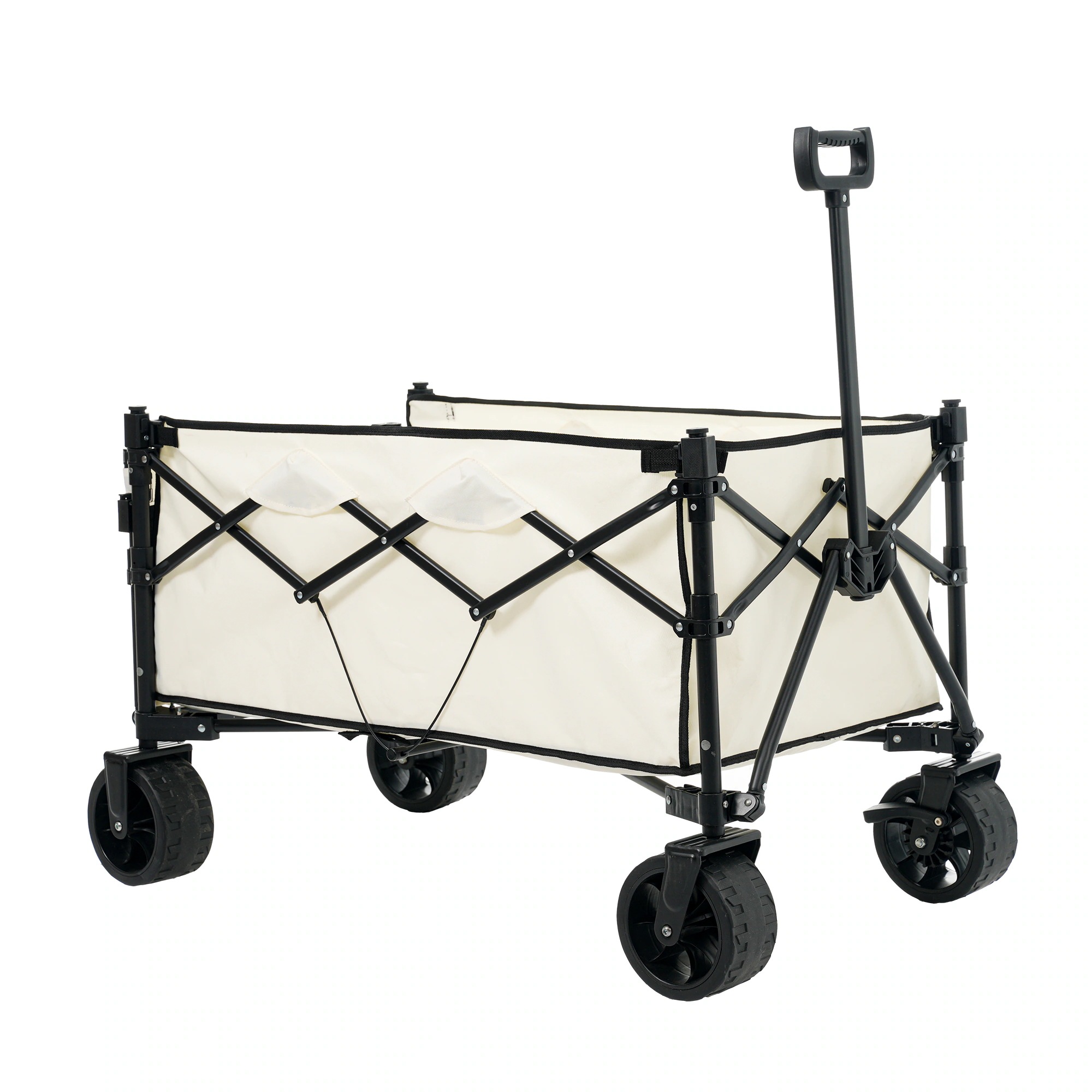【国内出荷】【ホワイト】キャリーワゴン アウトドアワゴン 後ろ開け 折りたたみ コンパクト