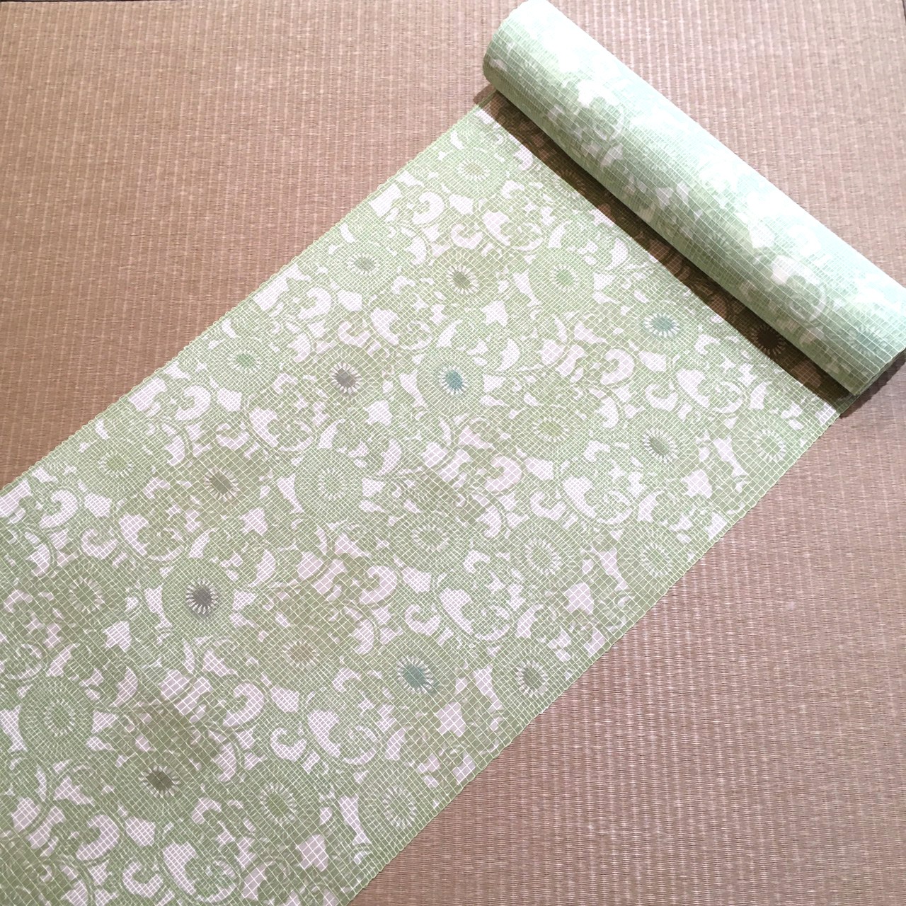 夏正絹きもの 絹紅梅 東京松煙染 (グリーン) [natsukimono001]