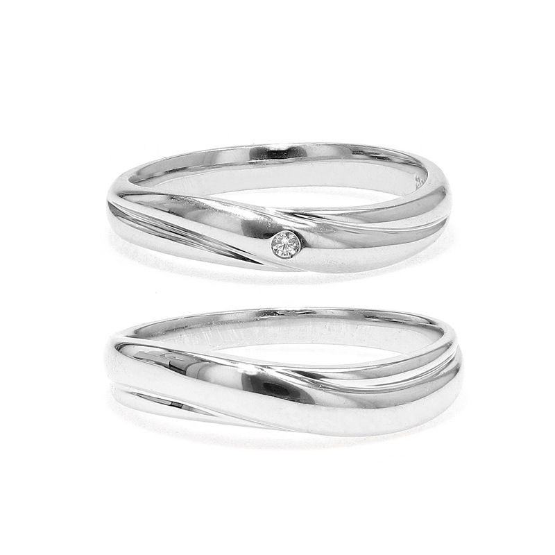 スワロフスキー ペアリング 結婚指輪 マリッジリング 指輪 プラチナ仕上げ カップル リング ペア プラチナ仕上げ SV925 made in japan