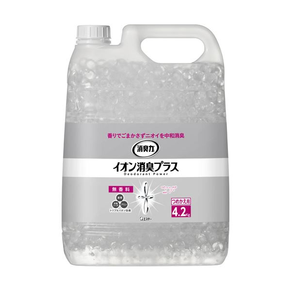 （まとめ）エステー 消臭力 クリアビーズイオン消臭プラス 無香料 業務用つめかえ 4.2kg 1個 3セット