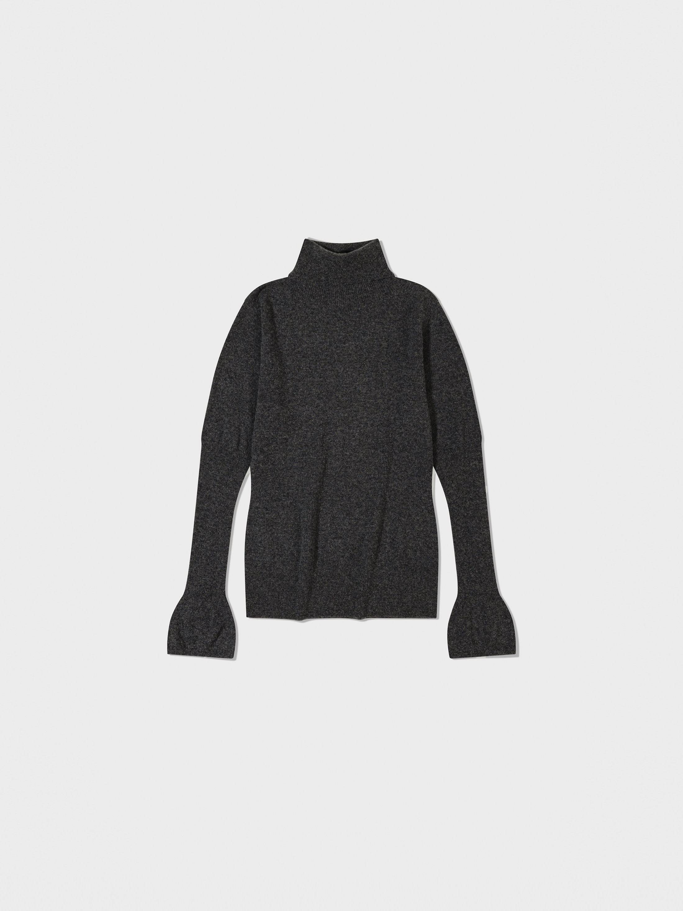 【LOW CLASSIC】 CASHMERE PUFF SLEEVE KNIT TOP : GREY