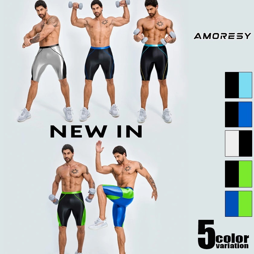 AMORESY/アモレシー 光沢スパッツ ピッチリ ボトムス ファッション 男女兼用 ユニセックス ロングスパッツ　ジム　スポーツ　運動　筋トレ