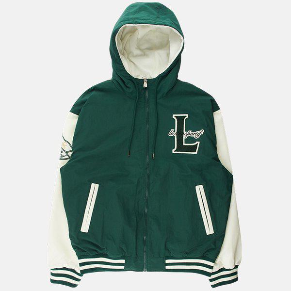 共用ルーズフィットフードリバーシブルジャケット ダークグリーン QP423TJKO1