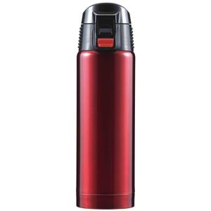 (24個セット) 直飲みタイプ マグボトル/水筒 (レッド) 500ml ステンレス真空断熱構造 ワンプッシュオープン 『ジール』