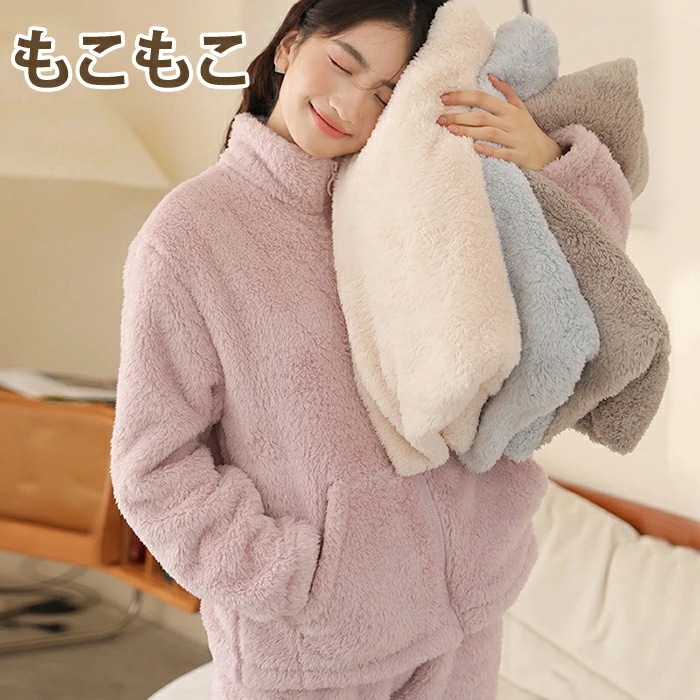 ルームウェア パジャマ レディース 上下セット パジャマ 秋冬用 パジャマ フランネル クールネック パジャマ ルームウェア あったか ナイトウェア 長袖 春 上下セット 2点セット M L 部屋着