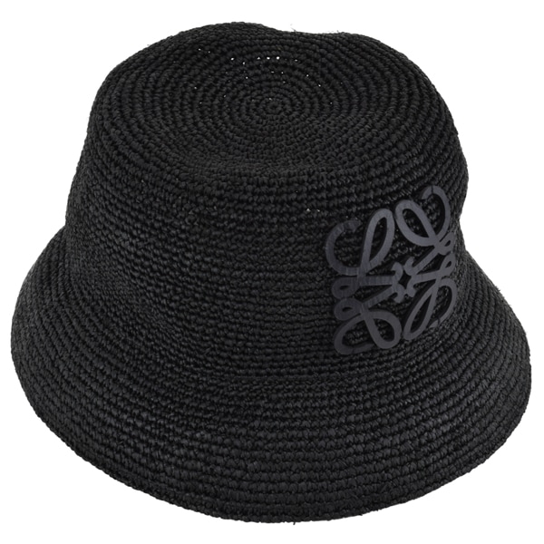 人気ANAGRAM◆LOEWE アナグラム レザー ラフィア クロシェハット 人気ANAGRAM◇LOEWE アナグラム ラフィア クロシェハット BLACK