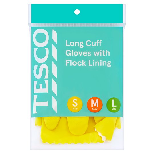 掃除道具 Tesco Multi Purpose Long Cuff Gloves with Flock Lining L