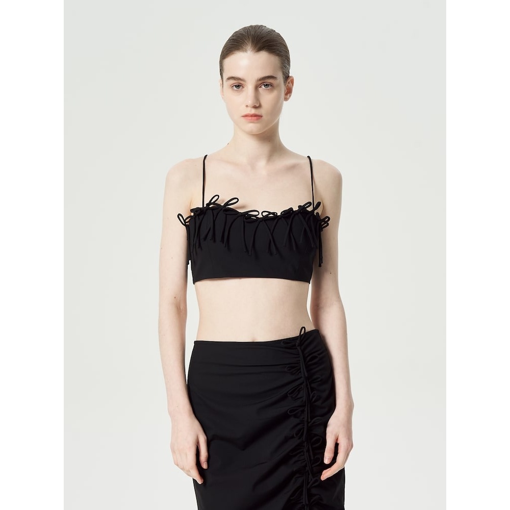 GANNI ドレーピーメランジノースリーブトップ-ブラック QN4160R015