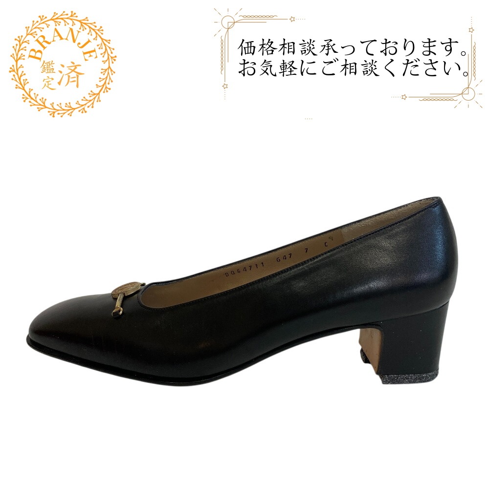 DQ64711 コイン レザー パンプス ブラック レディース 25