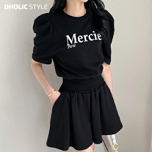 [メガ割りSALE]Mercieパフ半袖スウェット&キュロットパンツSET・p672531