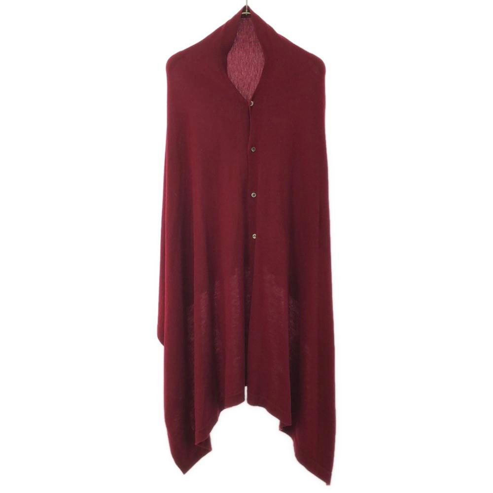 ウール 長袖 ストール ニットカーディガン F レッド レディース