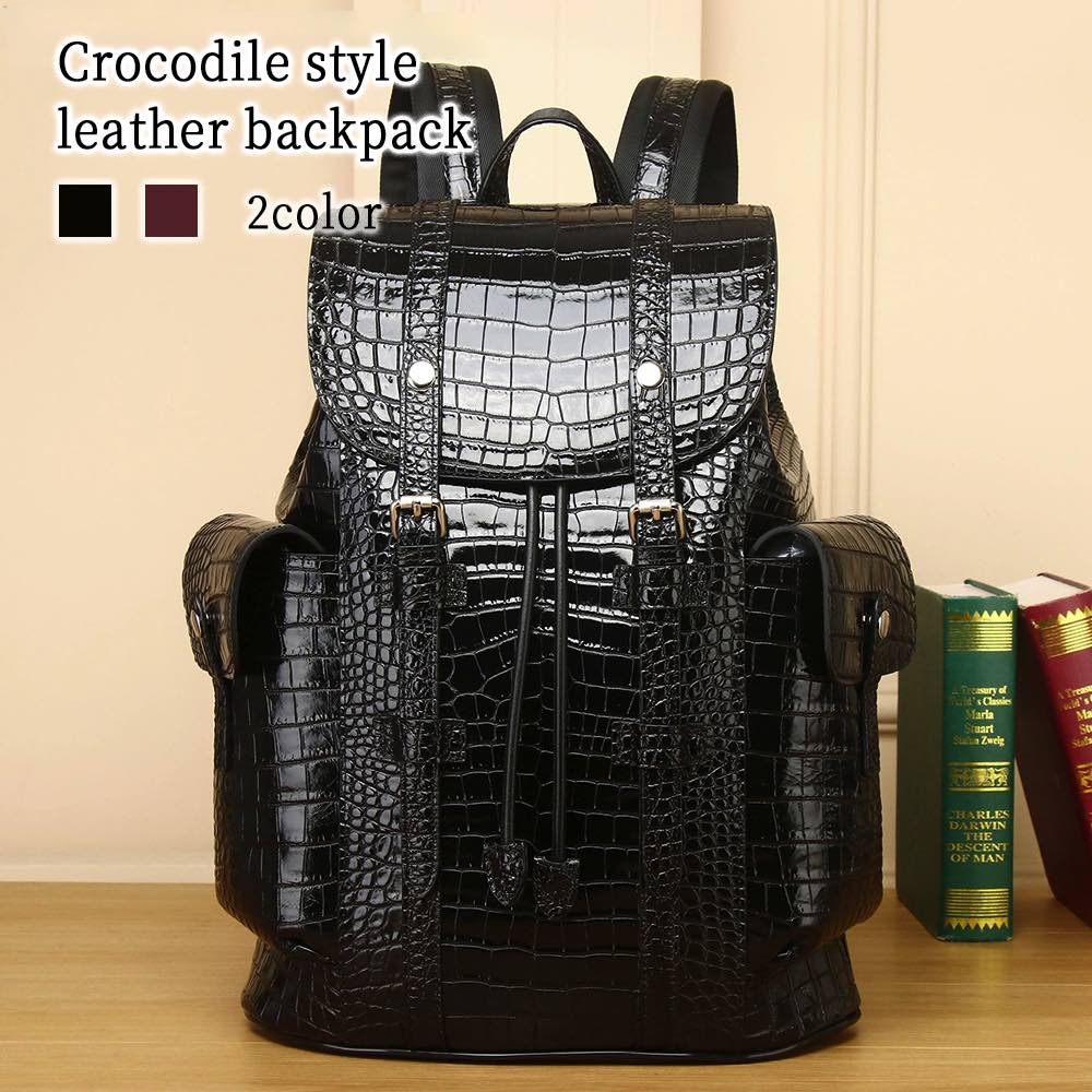 リュック メンズ クロコダイル調レザーリュック ビジネスリュック 冬 大学生 小さめ 40代 アウトドア 秋 パソコン バッグ 撥水 10代 おしゃれ 大容量 40L ビジネスバッグ 2WAY 本革