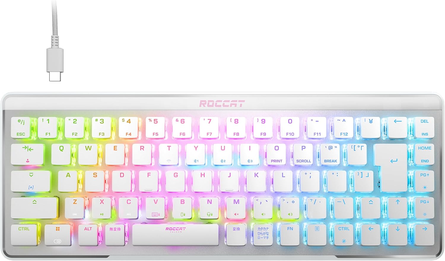 2.4GHz/Bluetooth ホワイト/白 ミニ(65%) オプティカル リニア RGB カスタマイズ オンボードプロフィール