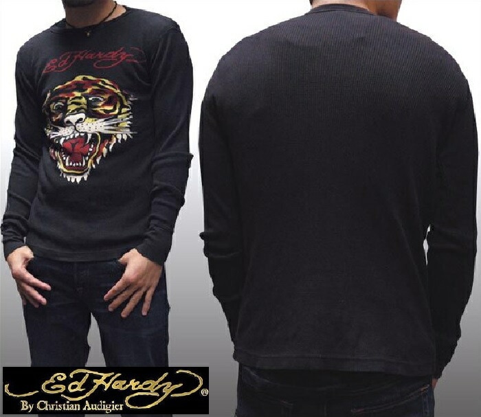 エドハーディーセール エドハーディー 200種類の品揃え メンズ サーマル ロンT Ed Hardy TIGER ブラック タイガー エドハーディー 正規品 インポート LAセレブ ファッション ブランド