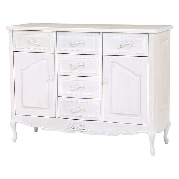 アンティーク風ワイドキャビネット/リビング収納 [幅120cm] 木製 『ハンプトンシリーズ』 姫系