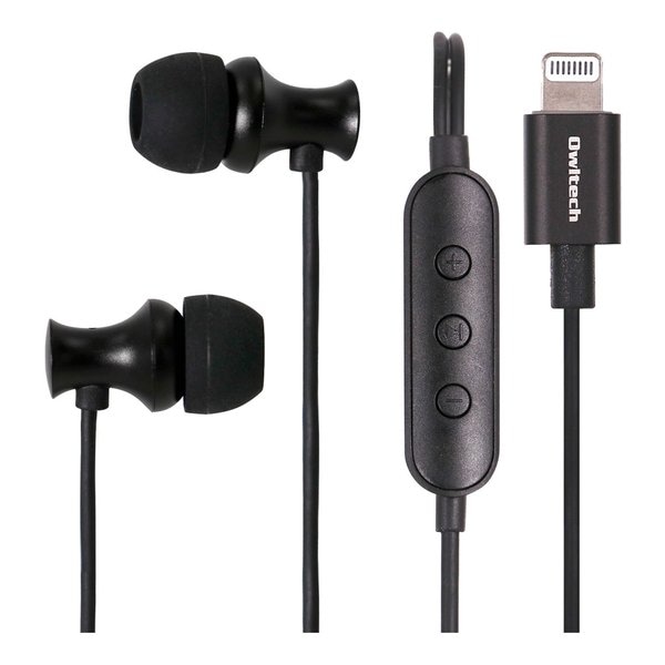 ライトニングステレオイヤホン ブラック リモコン・マイク対応 ライトニング端子 OWL-EPLT01-SBK