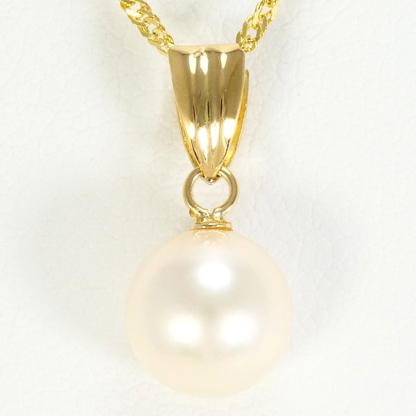 K18 18金 YG イエローゴールド ネックレス パール(真珠) 約40cm ジュエリー 中古