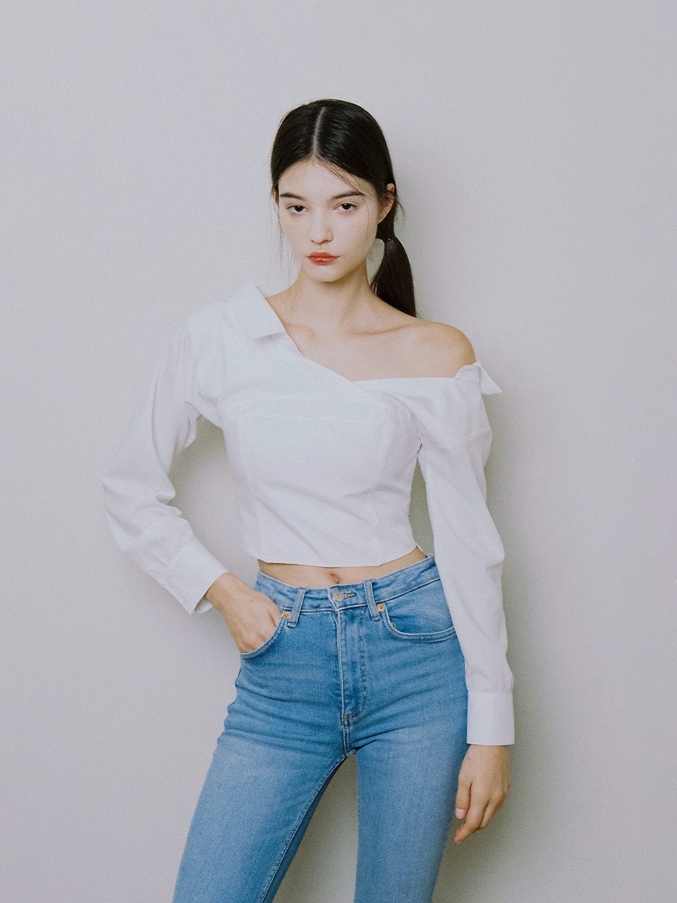 【NOT YOUR ROSE】[ジス着用] INES SHIRTS BUSTIER : WHITE
