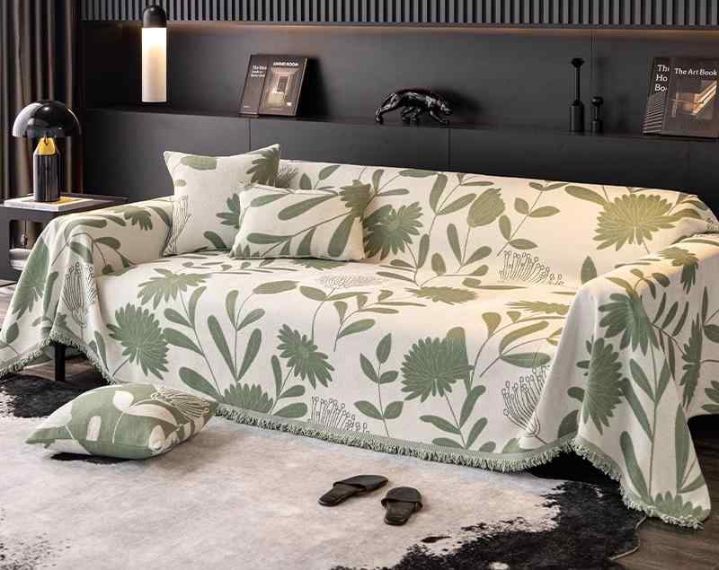 ソファーカバー 花柄 かけるだけ ボタニカル アルファベット 文字 羽根 オールシーズン 北欧 模様替え おしゃれ 傷 汚れ防止 洗濯機 洗える 保護 ブランケット フリンジ U字 1 2 3 4人掛