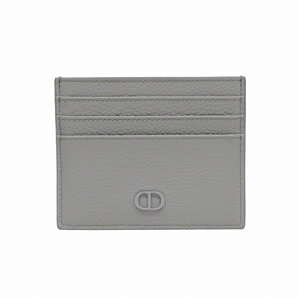 ディオール CDアイコン カードホルダー カードケース グレー レザー 財布 【中古】
