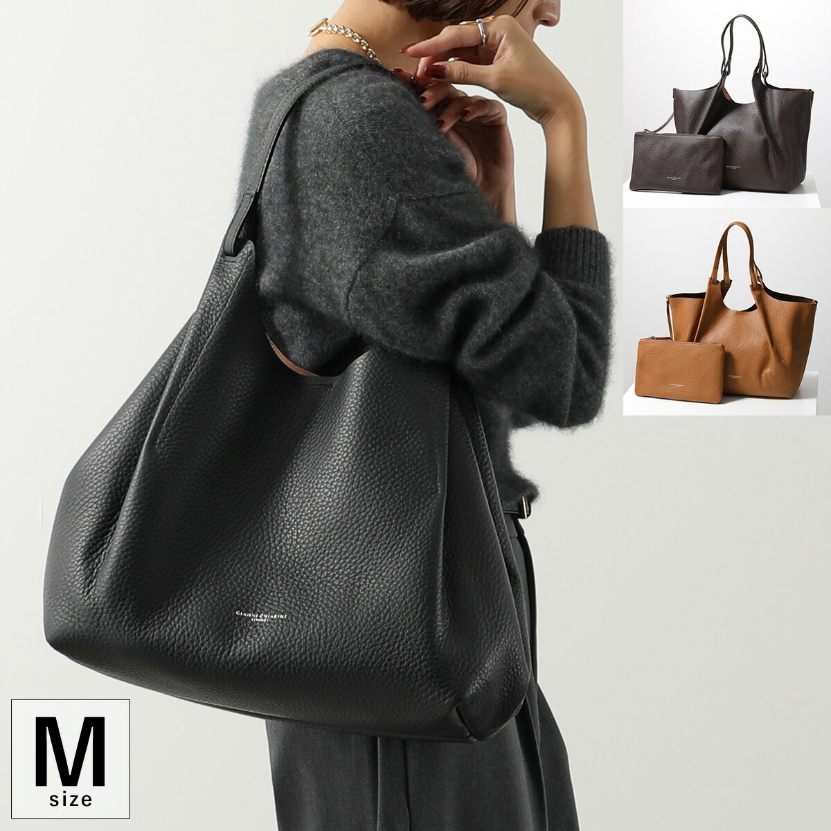 GIANNI CHIARINI ジャンニキアリーニ トートバッグ DUA M BS 9720 RNGDBL レディース レザー 2WAY ポーチ付き 鞄 カラー5色