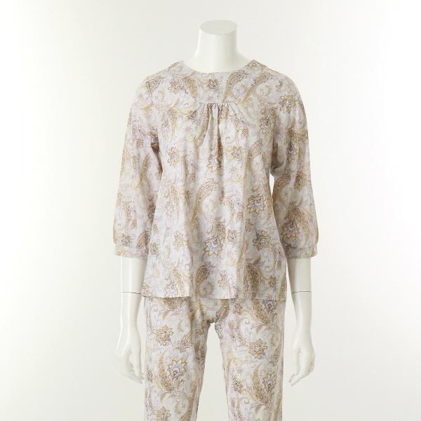 VEVA103W_ペイズリー柄の柔らかいスパンデックスホームウェアトップス