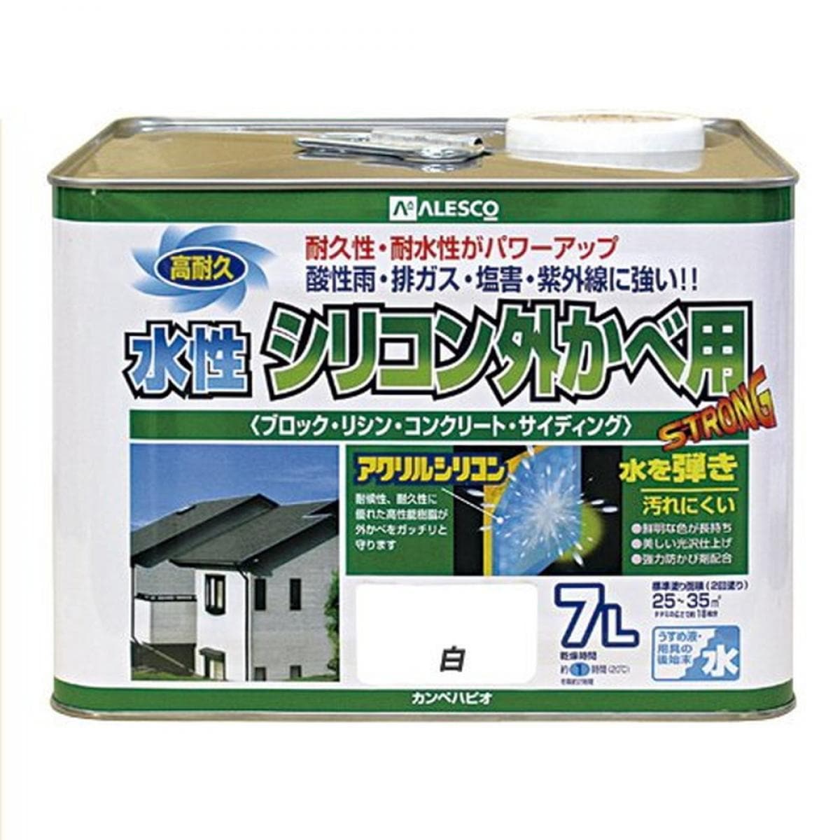 カンペハピオ 水性シリコン外かべ用 白 7L