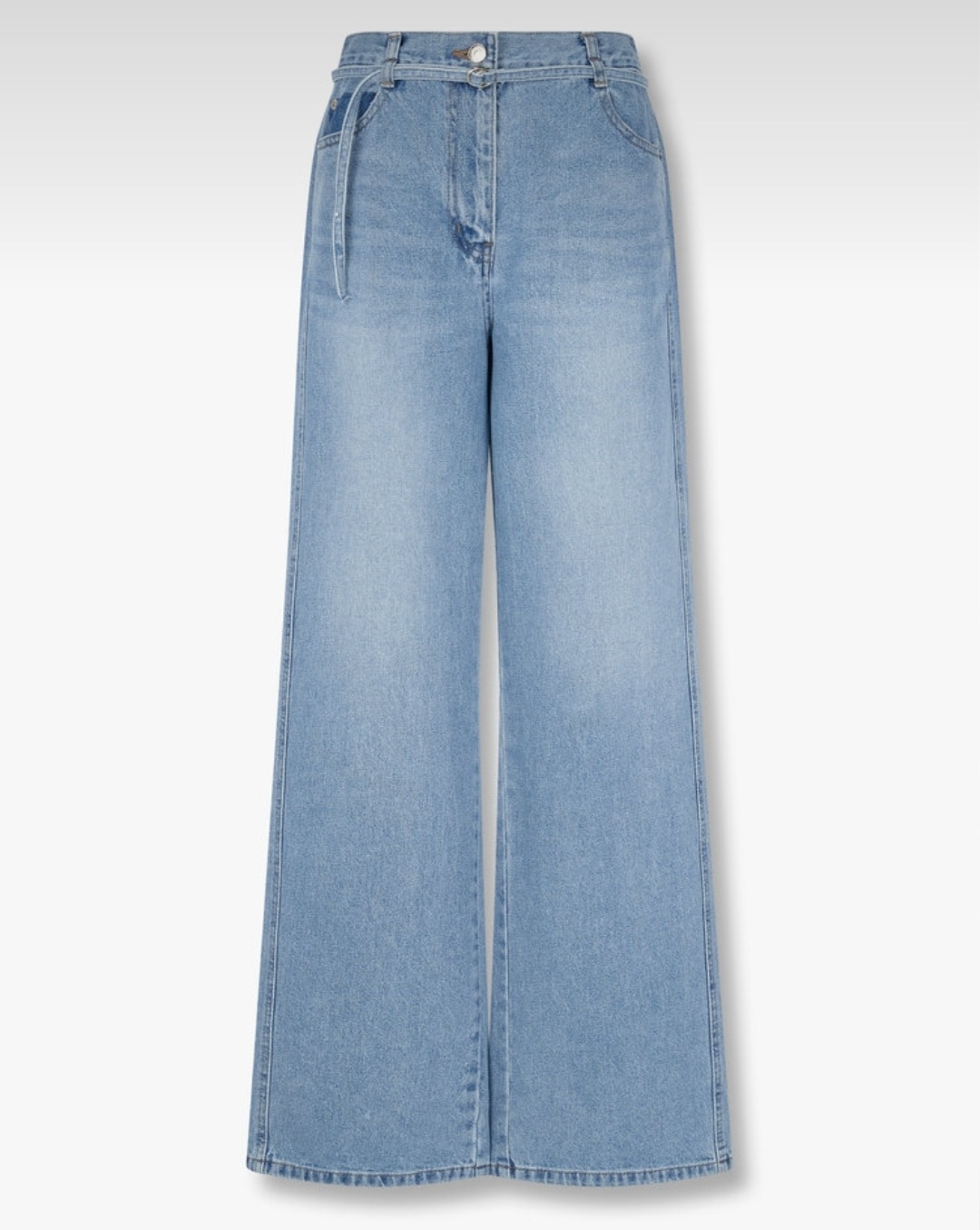 ラベル ポイント ワイド デニム パンツ