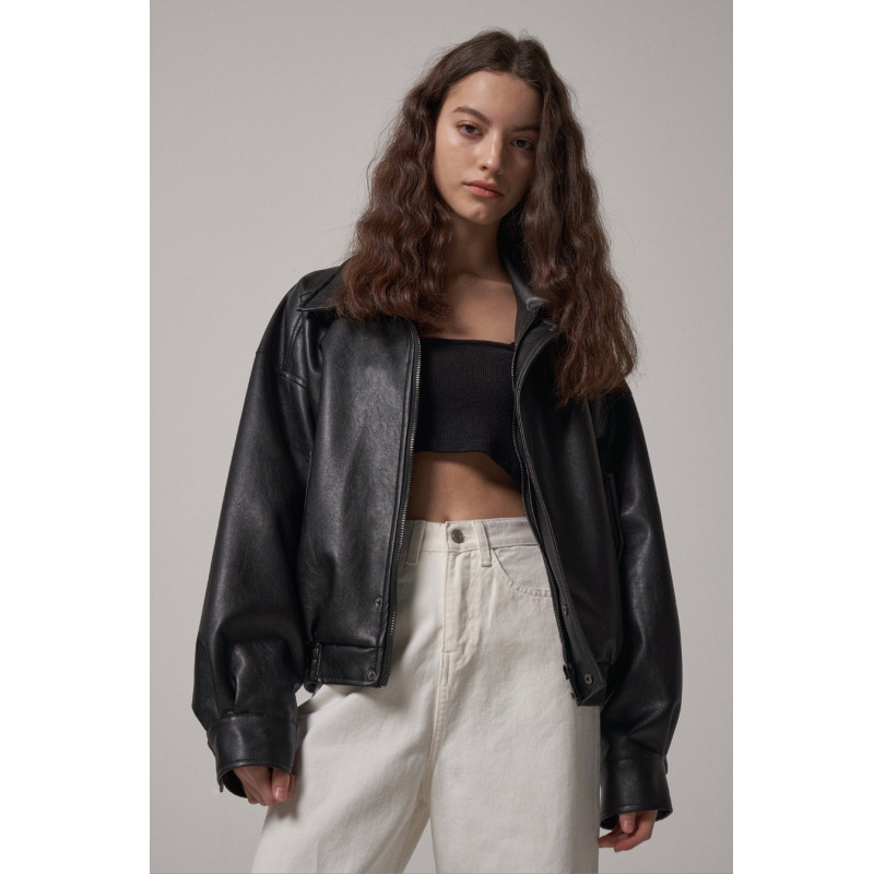 韓国公式ブランド LADY VOLUME / 465 VEGAN LEATHER BLOUSON ライダージャケット