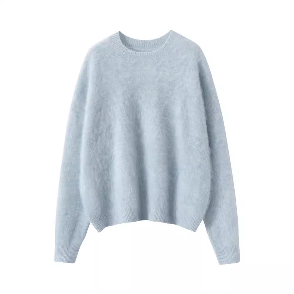 青い花の糸は100の純粋なカシミヤの丸首のねじを引いて底の5針の双股の厚いプルオーバーのセーターを打ちます