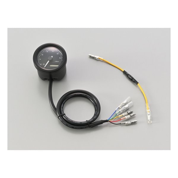 電気式 タコメーター 電圧計 ブラックボディ/3色LED φ48 15000rpm表示 D44199