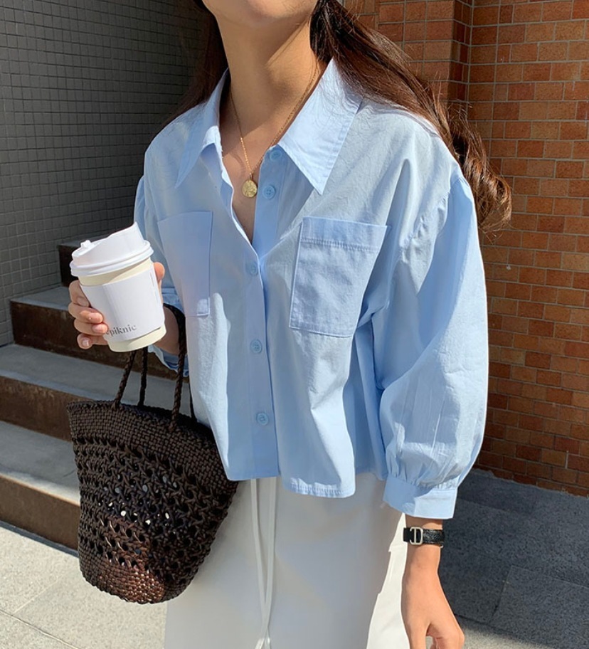 トップス デート モテアイテム 長袖 シャツ ショート丈 ゆったり コットン 可愛い きれいめ 上品 おしゃれ かっこいい 可愛い ラブリー キュート ガーリー クール モード系 セクシー