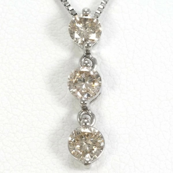 K10 10金 WG ホワイトゴールド ネックレス ブラウンダイヤ 0.50 ジュエリー 中古