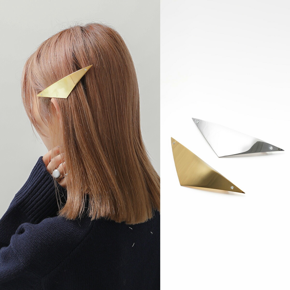 SYLVAIN LE HEN シルヴェインリヘン バレッタ Barrette 026 レディース トライアングル ヘアクリップ ブラス ヘアアクセサリー カラー2色