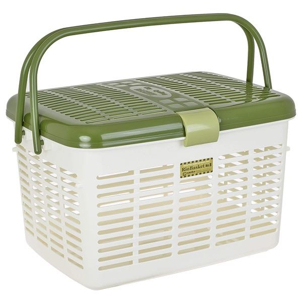 （まとめ） リオバスケット/収納カゴ アースグリーン No.8 幅44.5cm アウトドア レジャー ピクニック 12個セット