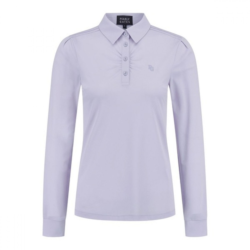 [パリゲイツ] レディースフリルソリッドスリムフィットポロTシャツ