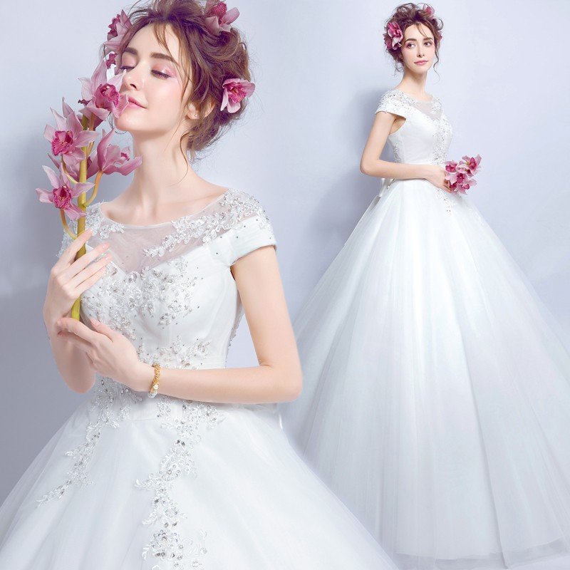 ウエディングドレス 結婚式 二次会 ウェディングドレス 安い プリンセス エンパイア 花嫁 白 披露宴 ロングドレス ブライダル シンプルドレス 大きいサイズ