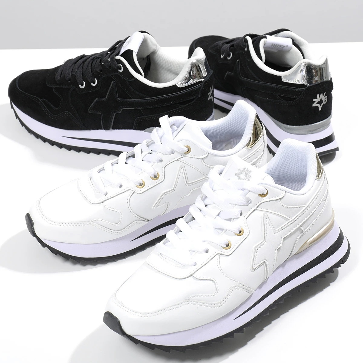 W6YZ ウィズ スニーカー YAK-W ヤック 2016528.38 2016528.32 レディース ローカット ロゴ スウェード レザー メタリック シューズ 靴 カラー2色