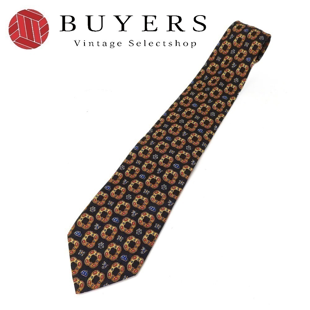 中古 ネクタイ シルク ネイビー ゴールド レッド 紳士 おしゃれ アパレル メンズ 男性
