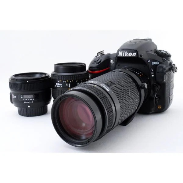 【中古】ニコン Nikon D810 単焦点&標準&望遠トリプルレンズセット 美品 SDカード ストラップ