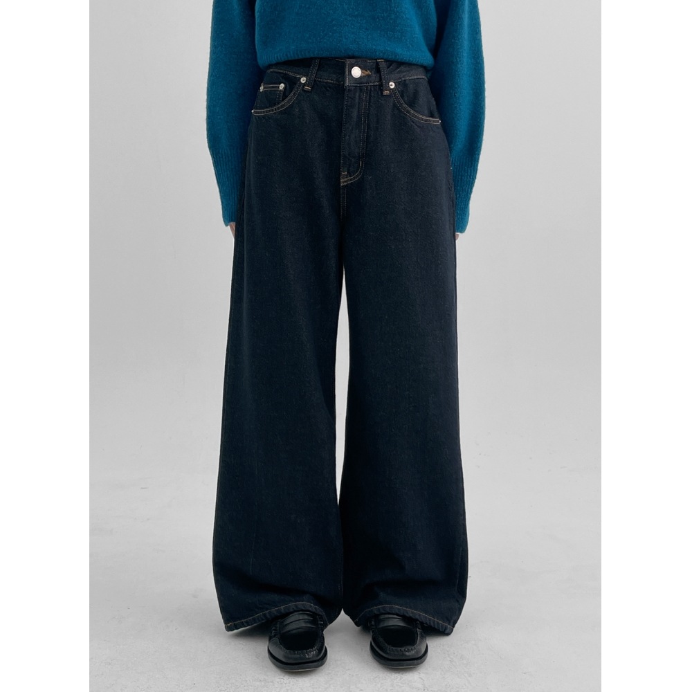 ブラックアップケンネノンフェードローブラッシュワイドデニムパンツ